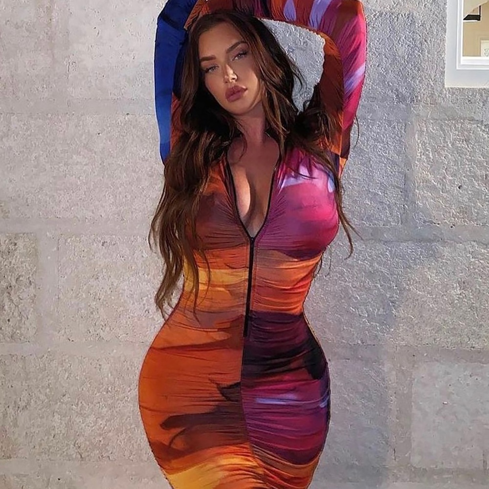 Body con multi color midi dress size L